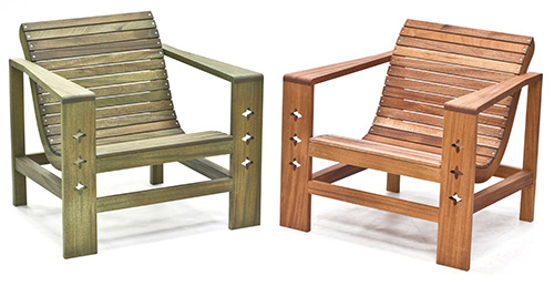 two mahogany outdoor chairs