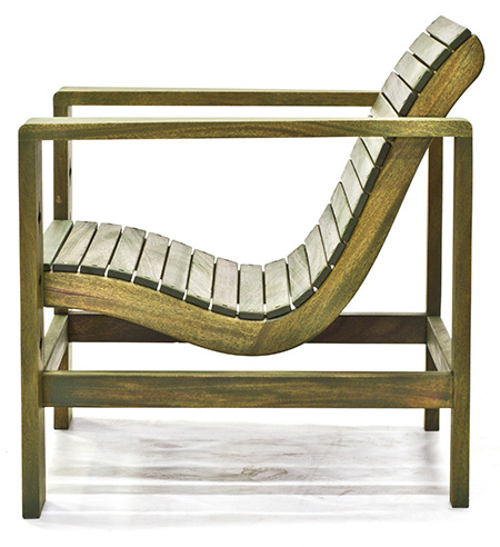 mahogany outdoor chair green side